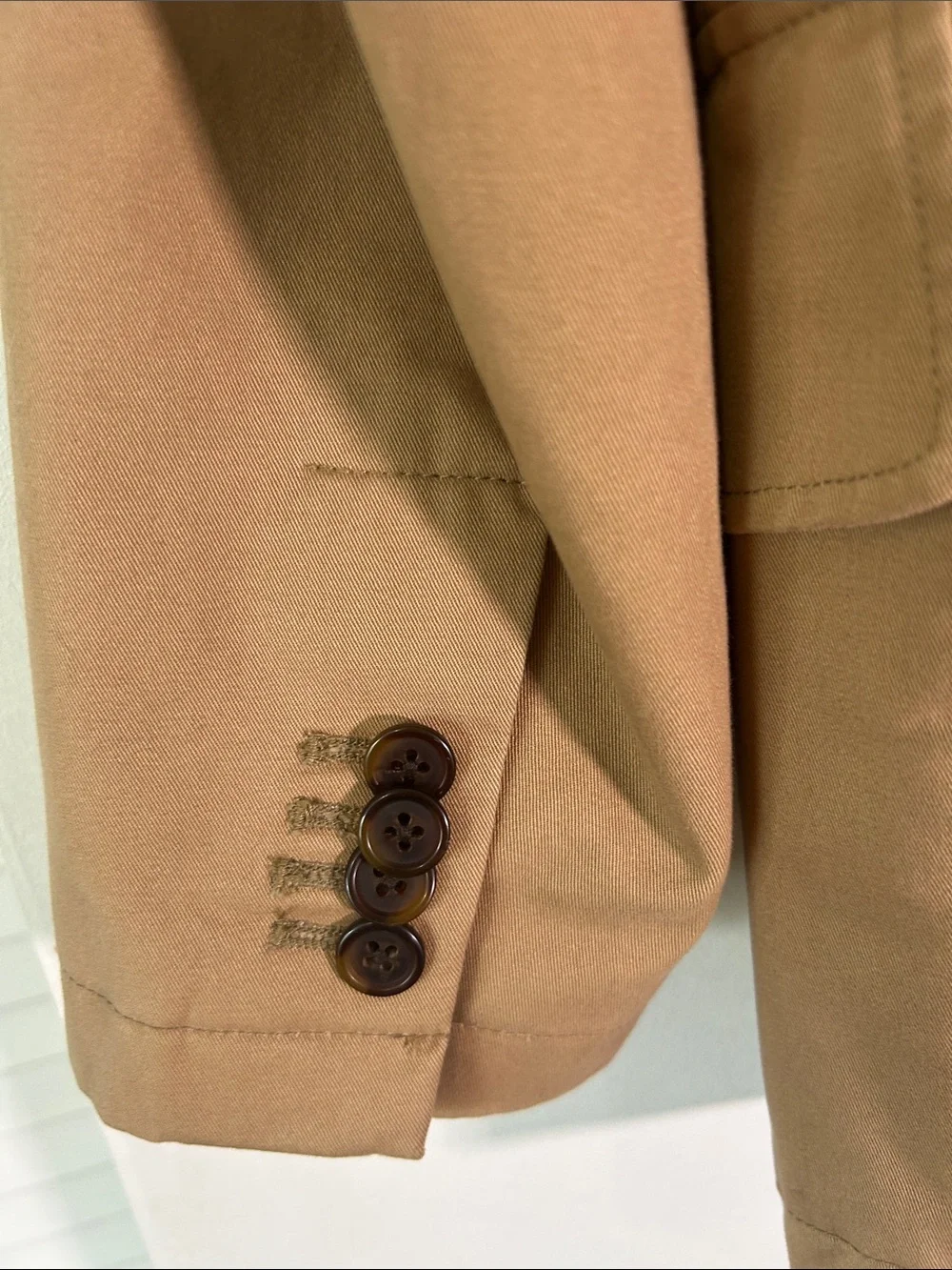 Cremieux Classics Mens Tan Khaki Cotton Sport Coat Blazer L Glen Plaid Lining